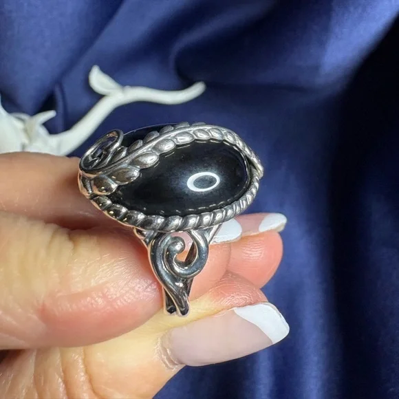 Ring*Carolyn Pollack American West Silver and Black Statement Vintage Ring - Picture 8 of 12